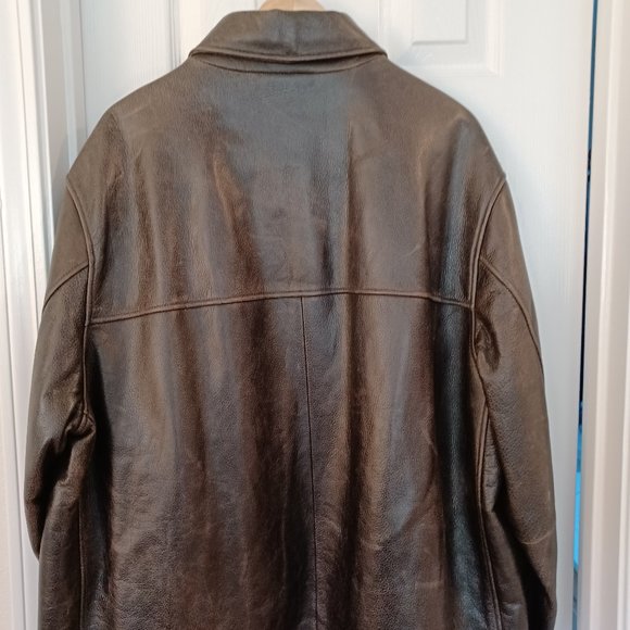 Eddie Bauer Brown Leather Car Coat - Picture 7 of 8